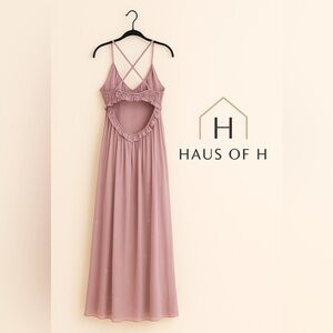 Anthropologie women’s Allina Liu Lettuce Cutout Dress blush sty87954228 Size S